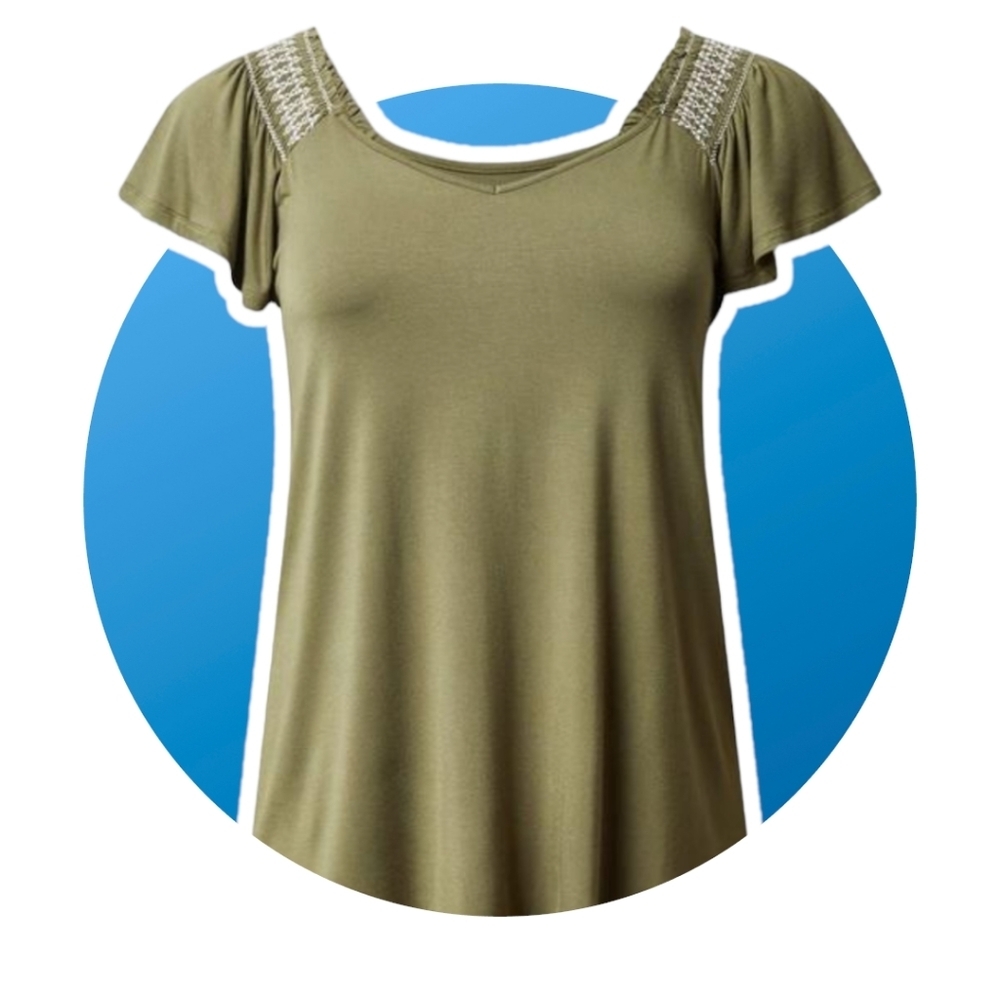 NEW! Torrid Super Soft Smocked Flutter Sleeve Top Sz 1x